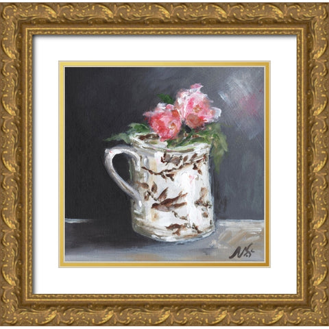 Brown Bird Pitcher Gold Ornate Wood Framed Art Print with Double Matting by Strong, Molly Susan