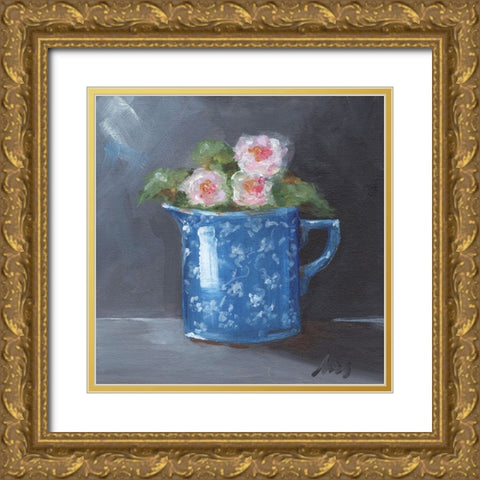 Blue Calico Gold Ornate Wood Framed Art Print with Double Matting by Strong, Molly Susan