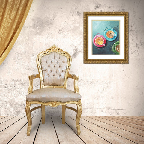 Tea Time Gold Ornate Wood Framed Art Print with Double Matting by Strong, Molly Susan