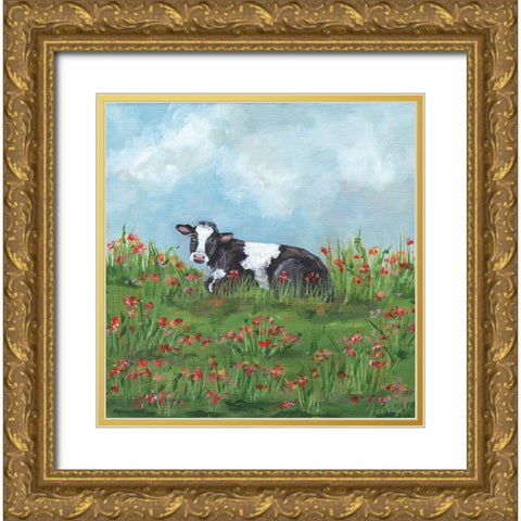 Poppy Gold Ornate Wood Framed Art Print with Double Matting by Strong, Molly Susan