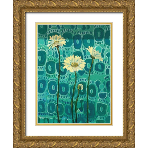 Greek Daisy Gold Ornate Wood Framed Art Print with Double Matting by Rupp, Mariah