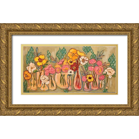 Flower Jars Gold Ornate Wood Framed Art Print with Double Matting by Rupp, Mariah