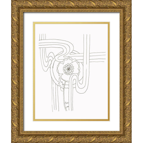 Flowerlines Gold Ornate Wood Framed Art Print with Double Matting by Rupp, Mariah