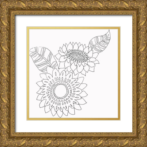 Sunflower Gold Ornate Wood Framed Art Print with Double Matting by Rupp, Mariah