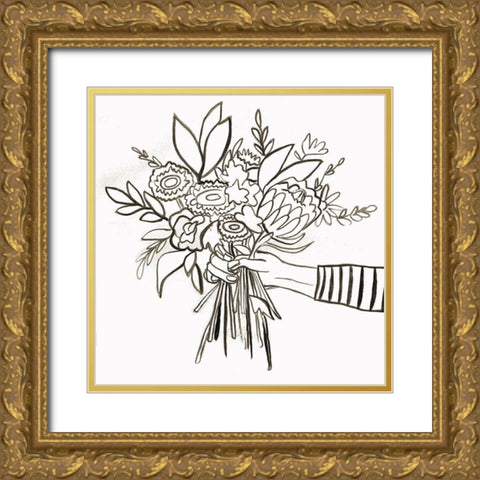 Bouquet Gold Ornate Wood Framed Art Print with Double Matting by Rupp, Mariah