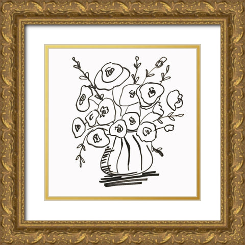 Bouquet Vase Gold Ornate Wood Framed Art Print with Double Matting by Rupp, Mariah