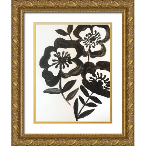 Black Watercolor Gold Ornate Wood Framed Art Print with Double Matting by Rupp, Mariah