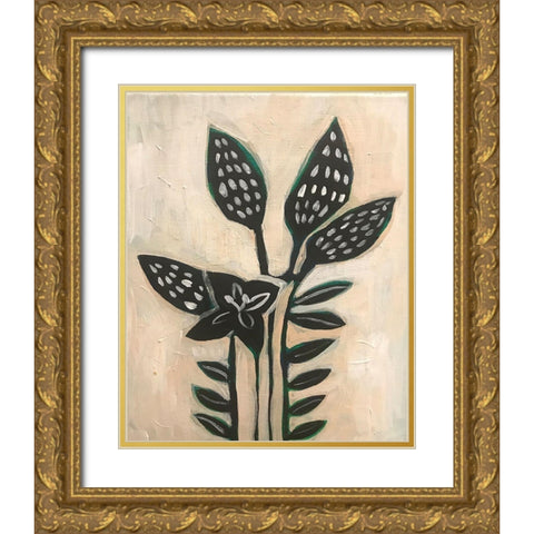 Black Leaves Gold Ornate Wood Framed Art Print with Double Matting by Rupp, Mariah