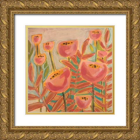 Flowers and Blue Sky Gold Ornate Wood Framed Art Print with Double Matting by Rupp, Mariah