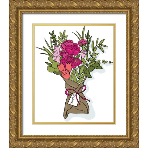 Flowers Gold Ornate Wood Framed Art Print with Double Matting by Rupp, Mariah