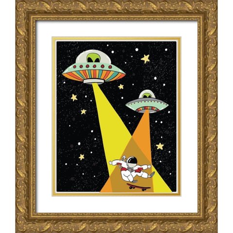 Astronaut Gold Ornate Wood Framed Art Print with Double Matting by Rupp, Mariah