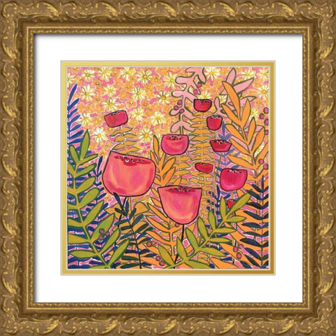 Tulips Gold Ornate Wood Framed Art Print with Double Matting by Rupp, Mariah