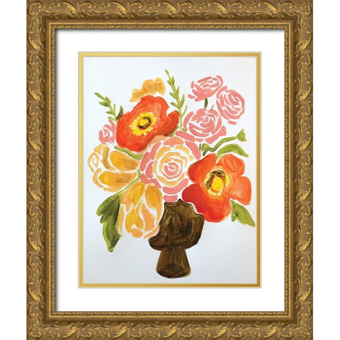 Orange on White Gold Ornate Wood Framed Art Print with Double Matting by Rupp, Mariah