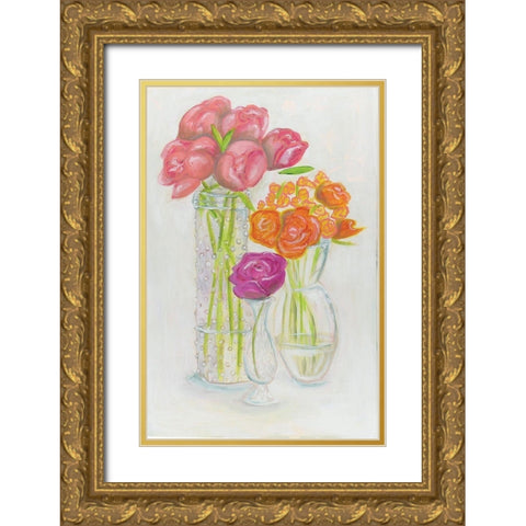 Flowers in Vases Gold Ornate Wood Framed Art Print with Double Matting by Rupp, Mariah
