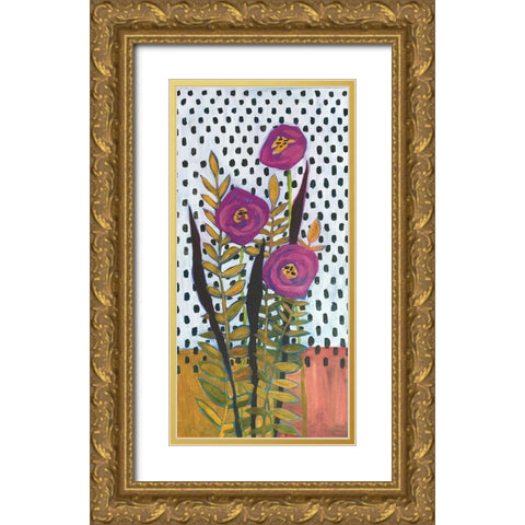 Purple Flowers Gold Ornate Wood Framed Art Print with Double Matting by Rupp, Mariah