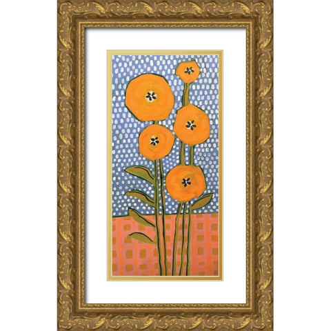 Orange on Polka Dots Gold Ornate Wood Framed Art Print with Double Matting by Rupp, Mariah