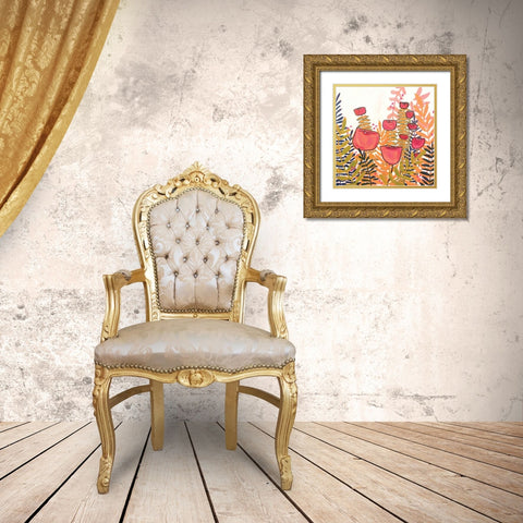 Tulips on White Gold Ornate Wood Framed Art Print with Double Matting by Rupp, Mariah