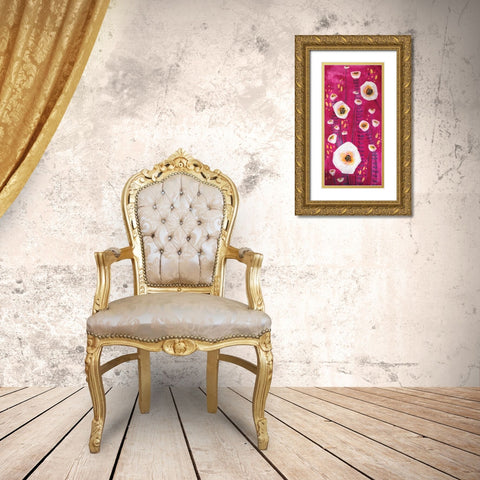 Pink Flowers Gold Ornate Wood Framed Art Print with Double Matting by Rupp, Mariah