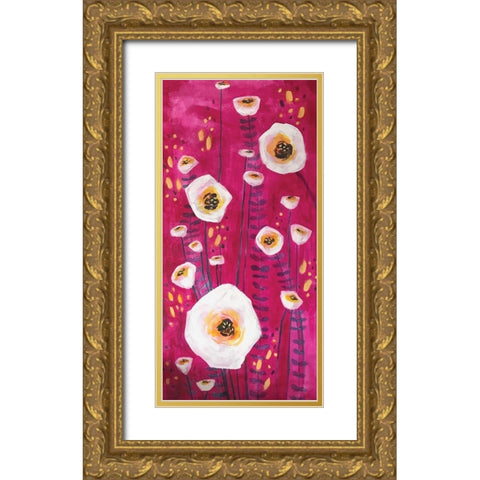Pink Flowers Gold Ornate Wood Framed Art Print with Double Matting by Rupp, Mariah