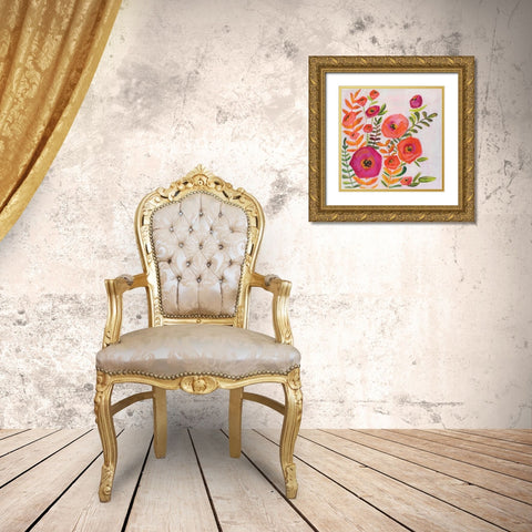 Flowers and Leaves Gold Ornate Wood Framed Art Print with Double Matting by Rupp, Mariah