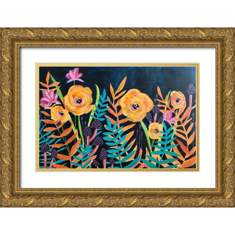 Flowers Gold Ornate Wood Framed Art Print with Double Matting by Rupp, Mariah