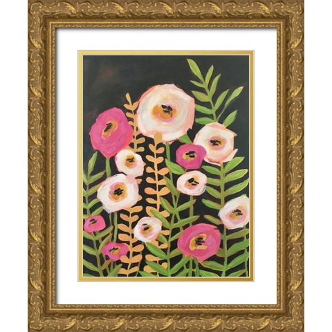 Flowers at Night Gold Ornate Wood Framed Art Print with Double Matting by Rupp, Mariah