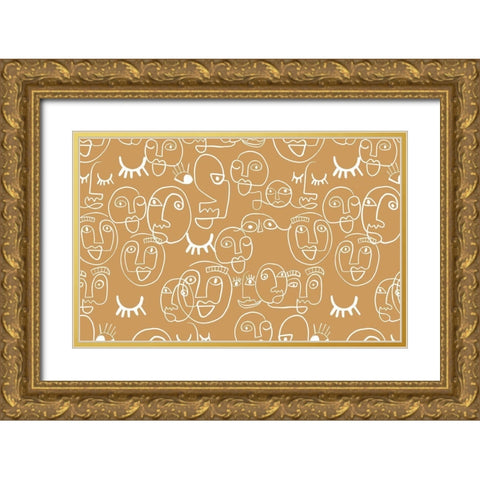 Faces Gold Ornate Wood Framed Art Print with Double Matting by Rupp, Mariah