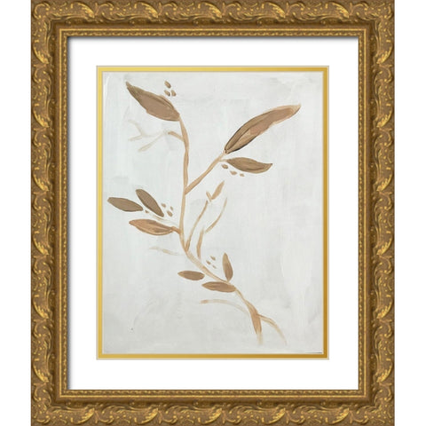 Twig on White Gold Ornate Wood Framed Art Print with Double Matting by Rupp, Mariah