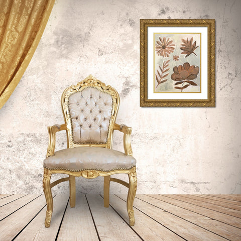 Brown Flowers Gold Ornate Wood Framed Art Print with Double Matting by Rupp, Mariah