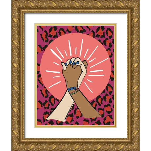 Hands Cheetah Gold Ornate Wood Framed Art Print with Double Matting by Rupp, Mariah