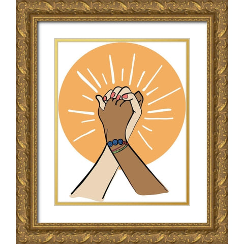 Hands Cheetah Gold Ornate Wood Framed Art Print with Double Matting by Rupp, Mariah