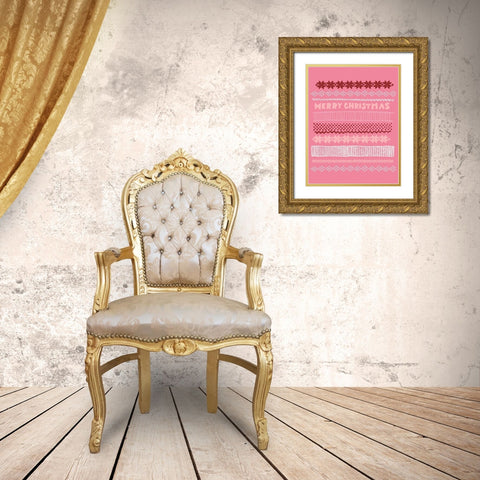 Merry Christmas Gold Ornate Wood Framed Art Print with Double Matting by Rupp, Mariah