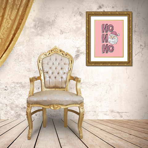 Pink Santa Gold Ornate Wood Framed Art Print with Double Matting by Rupp, Mariah