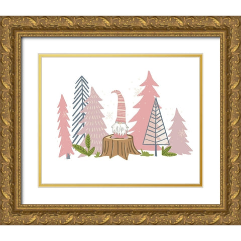 Gnome Trees Gold Ornate Wood Framed Art Print with Double Matting by Rupp, Mariah