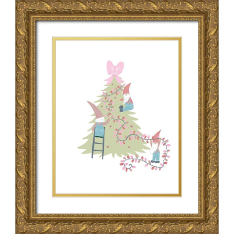 Gnome Christmas Gold Ornate Wood Framed Art Print with Double Matting by Rupp, Mariah