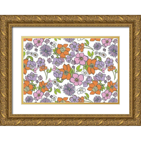 Spring Pattern Gold Ornate Wood Framed Art Print with Double Matting by Rupp, Mariah