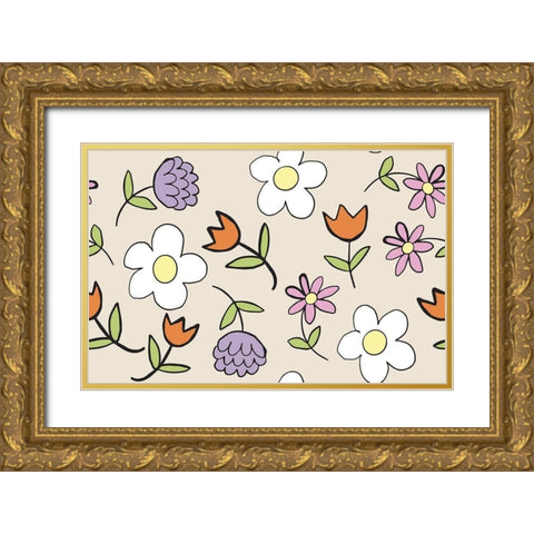 Spring Flowers Gold Ornate Wood Framed Art Print with Double Matting by Rupp, Mariah