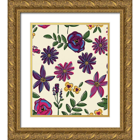 Purple Gold Ornate Wood Framed Art Print with Double Matting by Rupp, Mariah