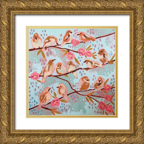 Chickadees of the Trees Gold Ornate Wood Framed Art Print with Double Matting by Rupp, Mariah