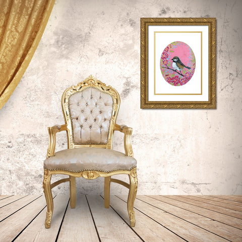 Chickadee Gold Ornate Wood Framed Art Print with Double Matting by Rupp, Mariah