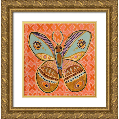 Boho Butterfly IV Gold Ornate Wood Framed Art Print with Double Matting by Rupp, Mariah