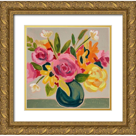 Springtime Bunch Gold Ornate Wood Framed Art Print with Double Matting by Rupp, Mariah