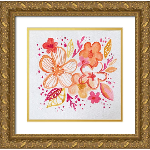 Pink and Perky Gold Ornate Wood Framed Art Print with Double Matting by Rupp, Mariah