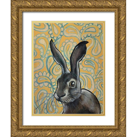 Bunny Rabbit Gold Ornate Wood Framed Art Print with Double Matting by Rupp, Mariah