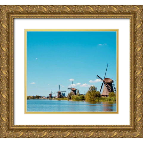 Windmill IV Gold Ornate Wood Framed Art Print with Double Matting by Singleton, Ashley