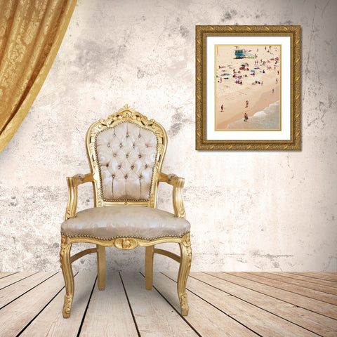 Tiny Beach People Gold Ornate Wood Framed Art Print with Double Matting by Singleton, Ashley