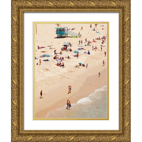 Tiny Beach People Gold Ornate Wood Framed Art Print with Double Matting by Singleton, Ashley