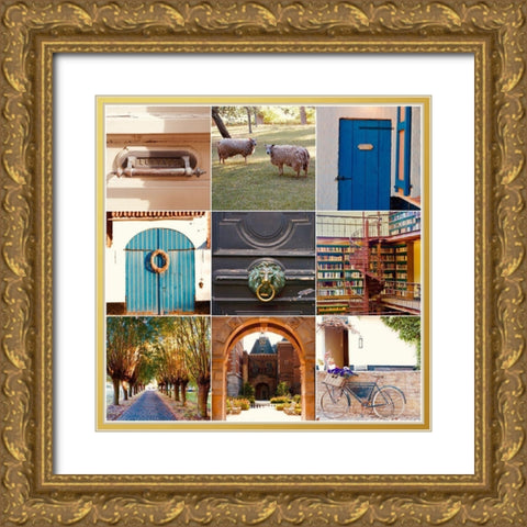 European 9 Patch II Gold Ornate Wood Framed Art Print with Double Matting by Singleton, Ashley