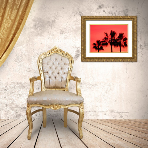 Neon Palm Trees I Gold Ornate Wood Framed Art Print with Double Matting by Singleton, Ashley