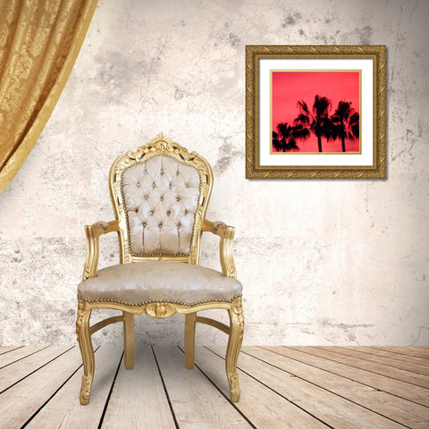 Neon Palm Trees III Gold Ornate Wood Framed Art Print with Double Matting by Singleton, Ashley